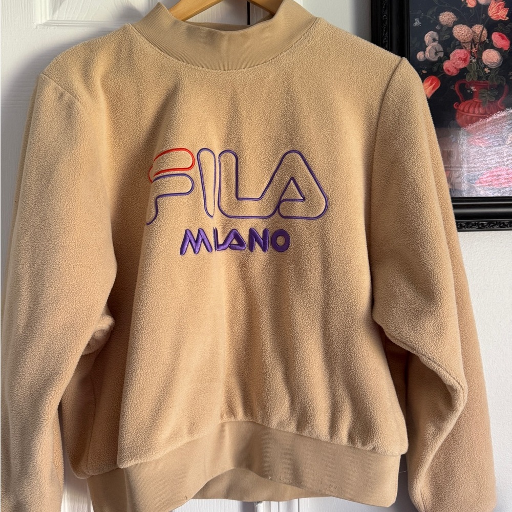 FILA Women's Beige Cowl Neck Sweater